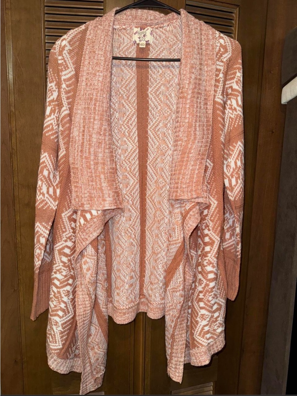 Hippie Rose Peach & Open-Front Drape Cardigan